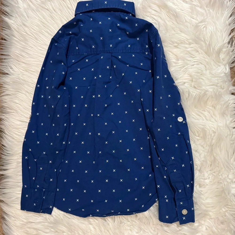 ThereAbouts Kids Navy Blue Button-Down Shirt with Pattern Boys Size‎ 8